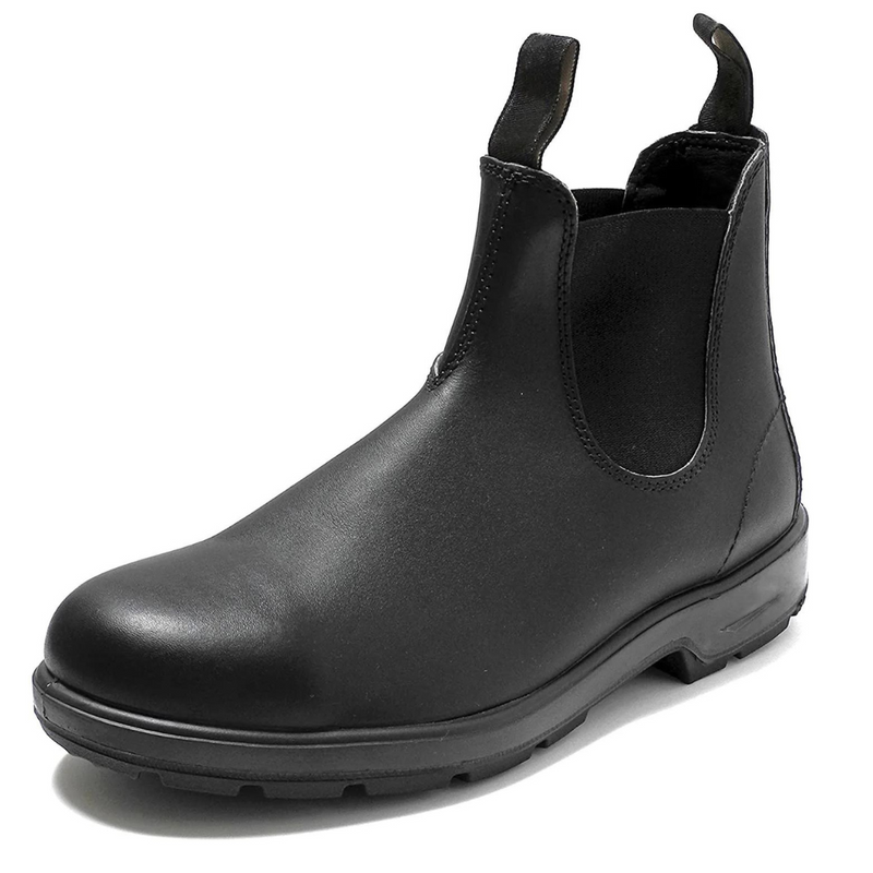 Schwarzer Leder-Chelsea-Boot, rutschfeste Sohle, winterfest, Herrenstiefel.