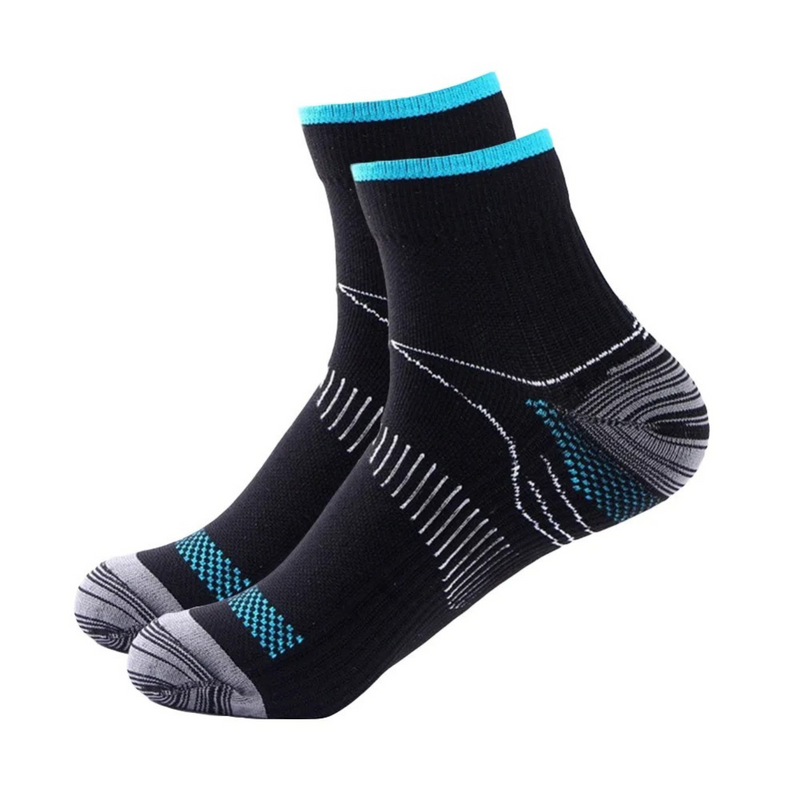 Schwarze und blaue Sportsocken, atmungsaktiv, rutschfest, für Herren und Damen.