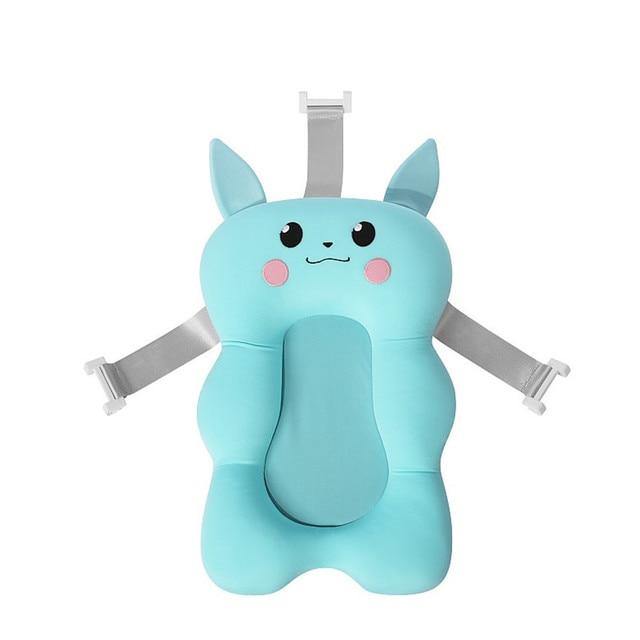 Weiches, rutschfestes Baby-Badewannenkissen, blau, Katzenform, bequem, sicher.