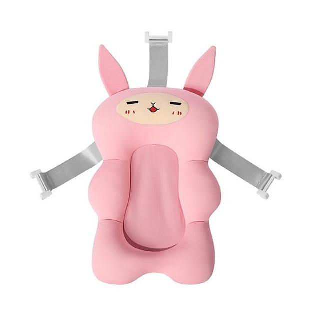 Rosa rutschfeste Baby-Badewanneneinlage in Katzenform, weich und sicher.