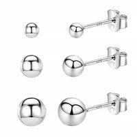 Silberne Kugel-Ohrringe, 925 Sterling Silber, minimalistischer Schmuck, Set aus drei Größen.