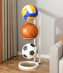 Vertikaler Sportballständer, weiß, für Volleyball, Basketball, Fußball, platzsparend, Garage.