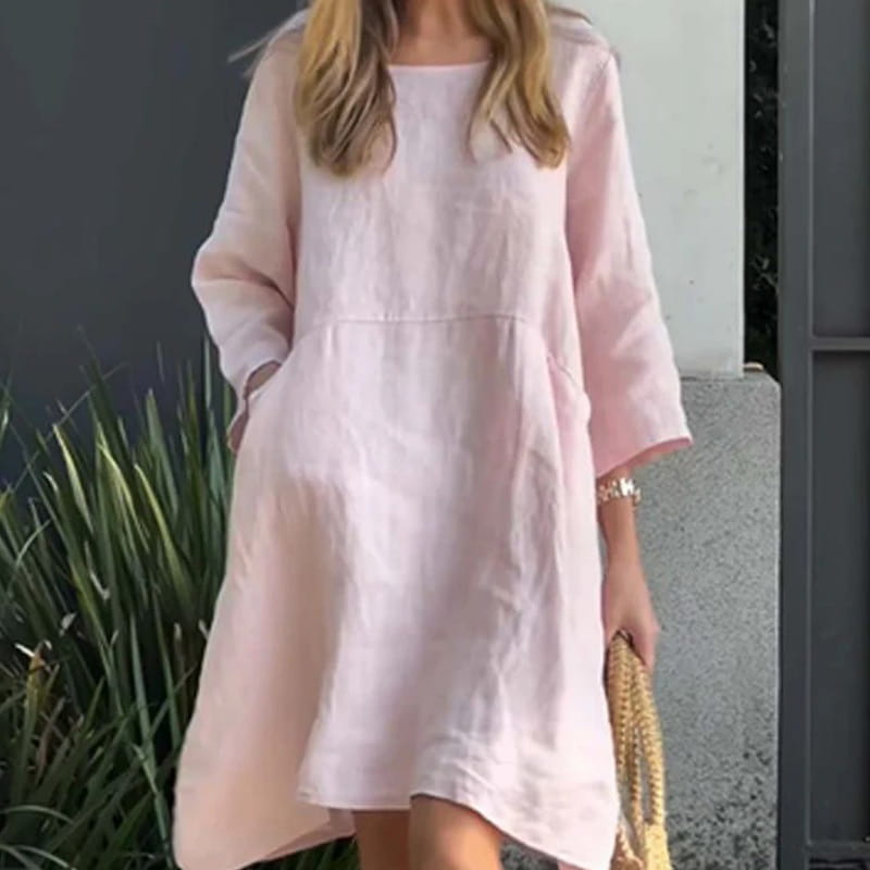 Herbstliches Kleid mit lockerer Passform & praktischer Tasche – Malia