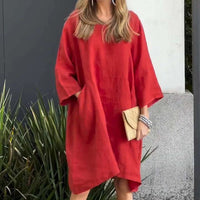 Herbstliches Kleid mit lockerer Passform & praktischer Tasche – Malia