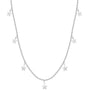 Silberne Sternenhalskette, zarte Kette mit Sternanhängern, modischer Schmuck für Damen.