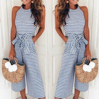 Luftiger & Stilvoller Damen Jumpsuit mit Taillengürtel und Streifen – Nayla