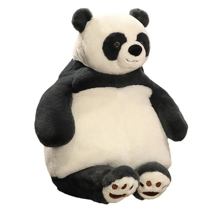 Schwarz-weißer Plüschpanda, gewichtetes Kuscheltier, beruhigend, für Kinder geeignet.