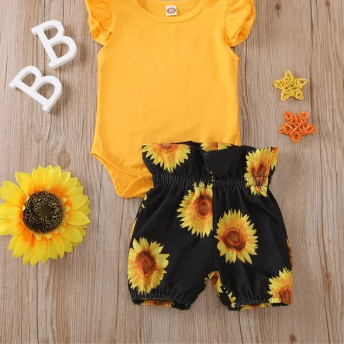 2-teiliges Baby-Outfit mit Sonnenblumenmuster – SonnenLächeln
