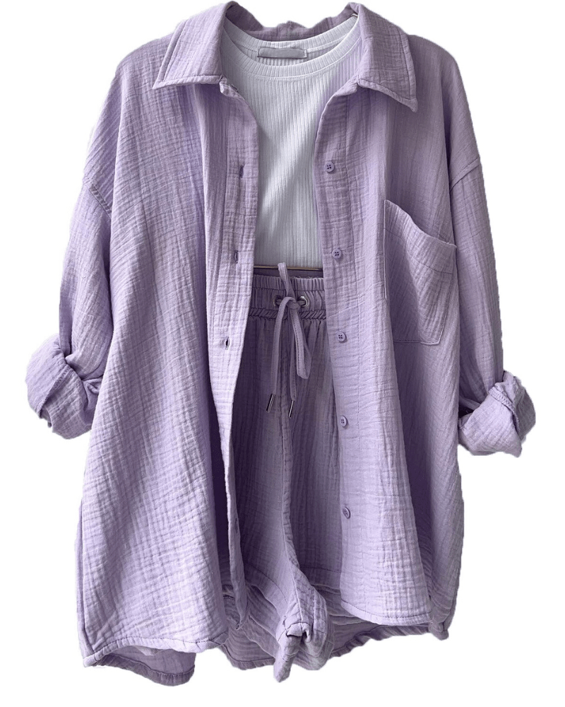 Zweiteiliges Damen Sommer Outfit mit Hemd und Hose – Mila