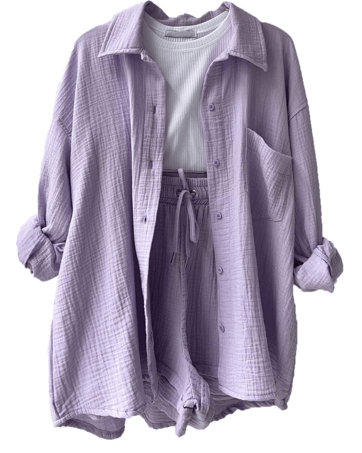 Zweiteiliges Damen Sommer Outfit mit Hemd und Hose – Mila