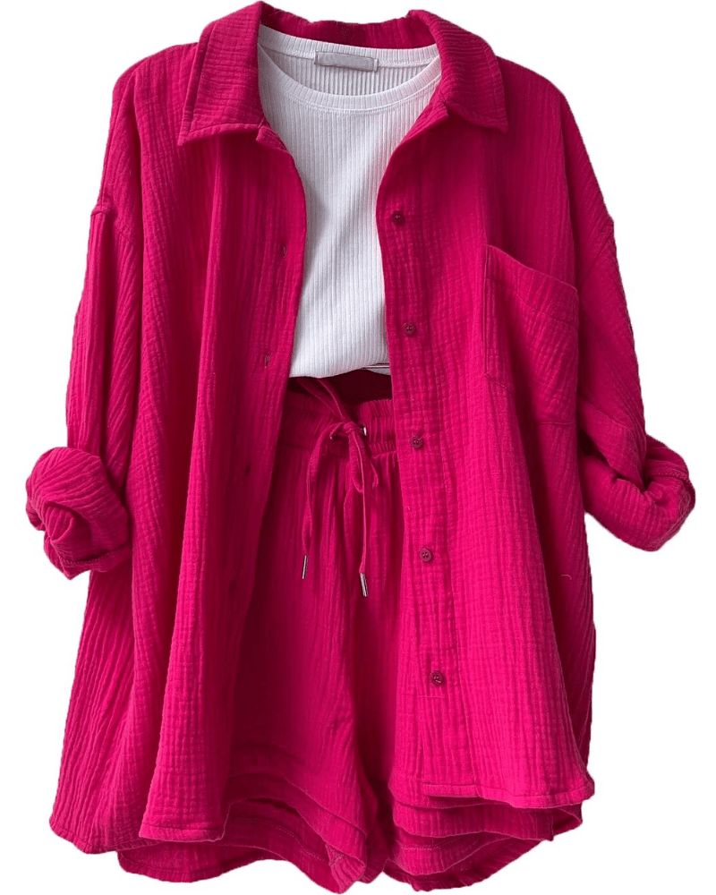 Zweiteiliges Damen Sommer Outfit mit Hemd und Hose – Mila