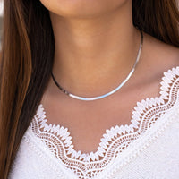 Silberne Halskette 3mm, elegantes Design, Damenmode, Schmuck, Accessoire, Emily Schmuck.