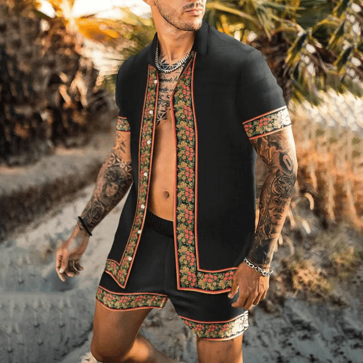 Zweiteiliges Herren Sommer Set mit Patchwork-Print – Malik
