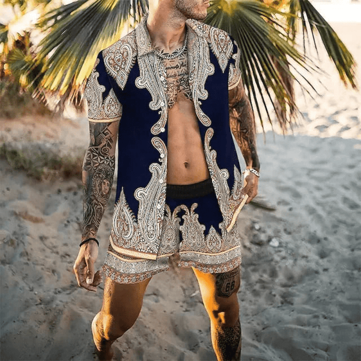 Zweiteiliges Herren Sommer Set mit Patchwork-Print – Malik