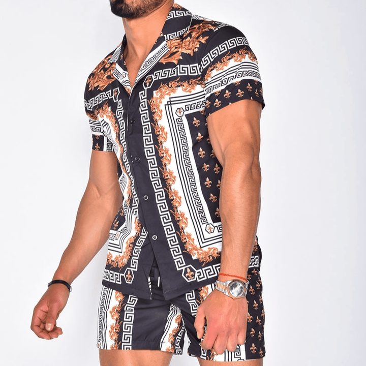 Zweiteiliges Herren Sommer Set mit Patchwork-Print – Malik