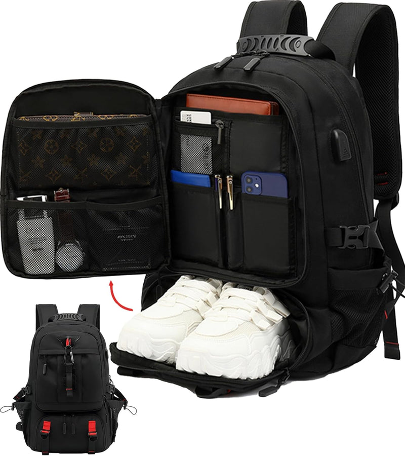 60L Wasserdichter Reise-Laptop-Rucksack mit USB und Schuhfach