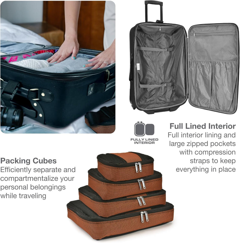 8-teiliges Softshell-Kofferset mit Packwürfeln und TSA-Schloss – TravelMax