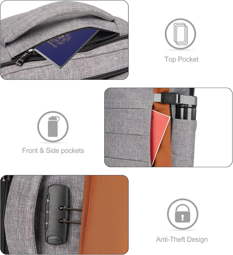 40L Wasserdichter Reise-Laptop-Rucksack mit USB-Anschluss & Diebstahlschutz – AeroPack