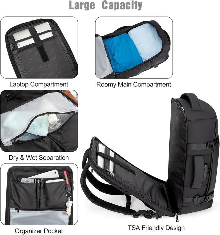 40L Wasserdichter Reise-Laptop-Rucksack mit USB-Anschluss & Diebstahlschutz – AeroPack
