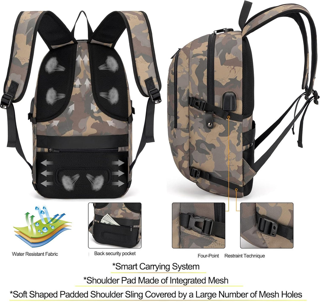 Extra großer Anti-Diebstahl Laptop- und Reiserucksack mit USB-Anschluss – 30–50L