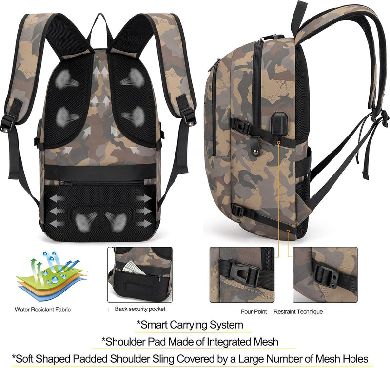 Extra großer Anti-Diebstahl Laptop- und Reiserucksack mit USB-Anschluss – 30–50L