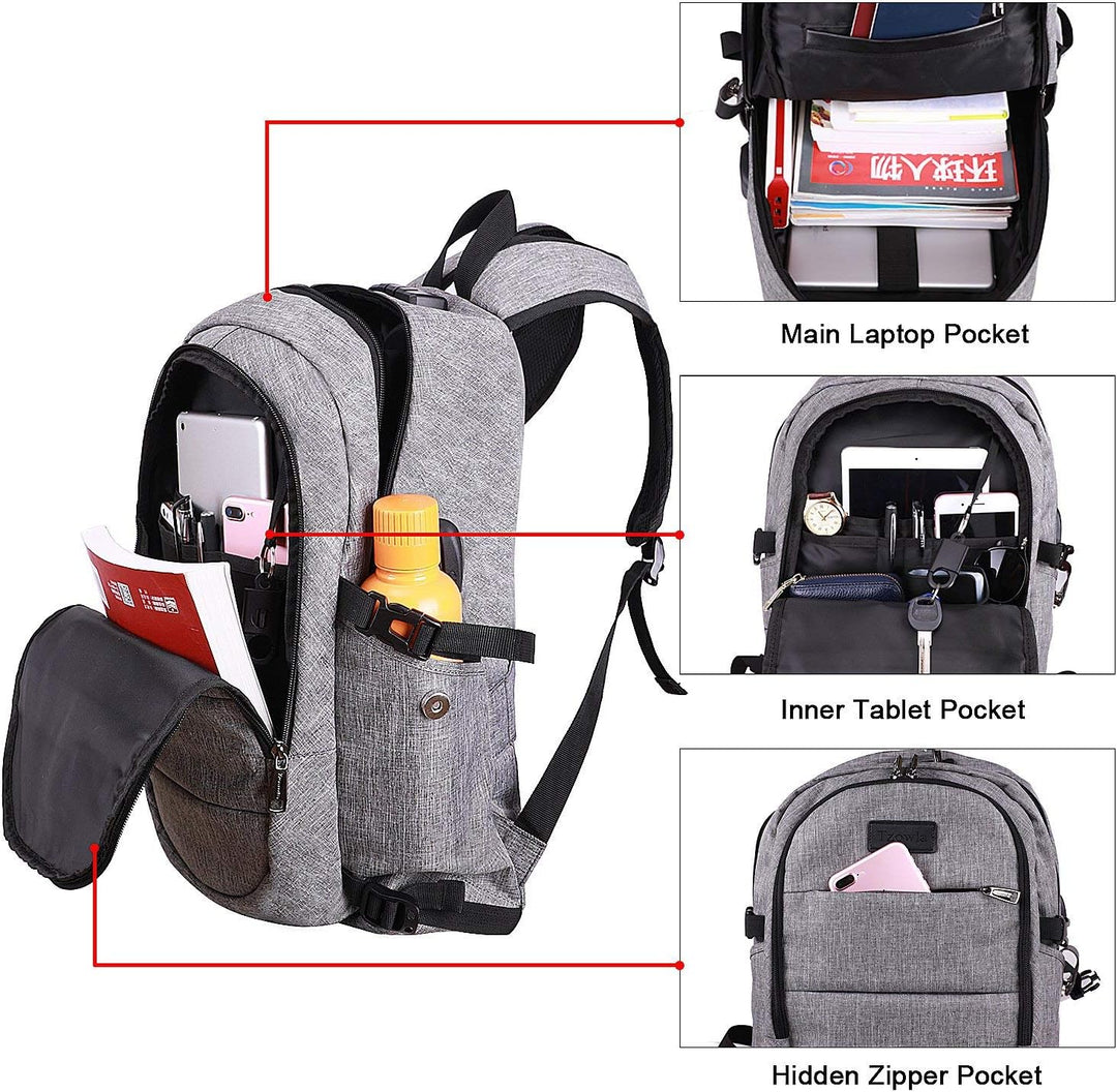 Extra großer Anti-Diebstahl Laptop- und Reiserucksack mit USB-Anschluss – 30–50L
