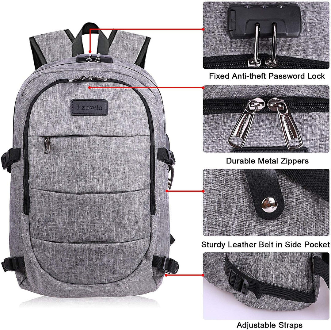 Extra großer Anti-Diebstahl Laptop- und Reiserucksack mit USB-Anschluss – 30–50L
