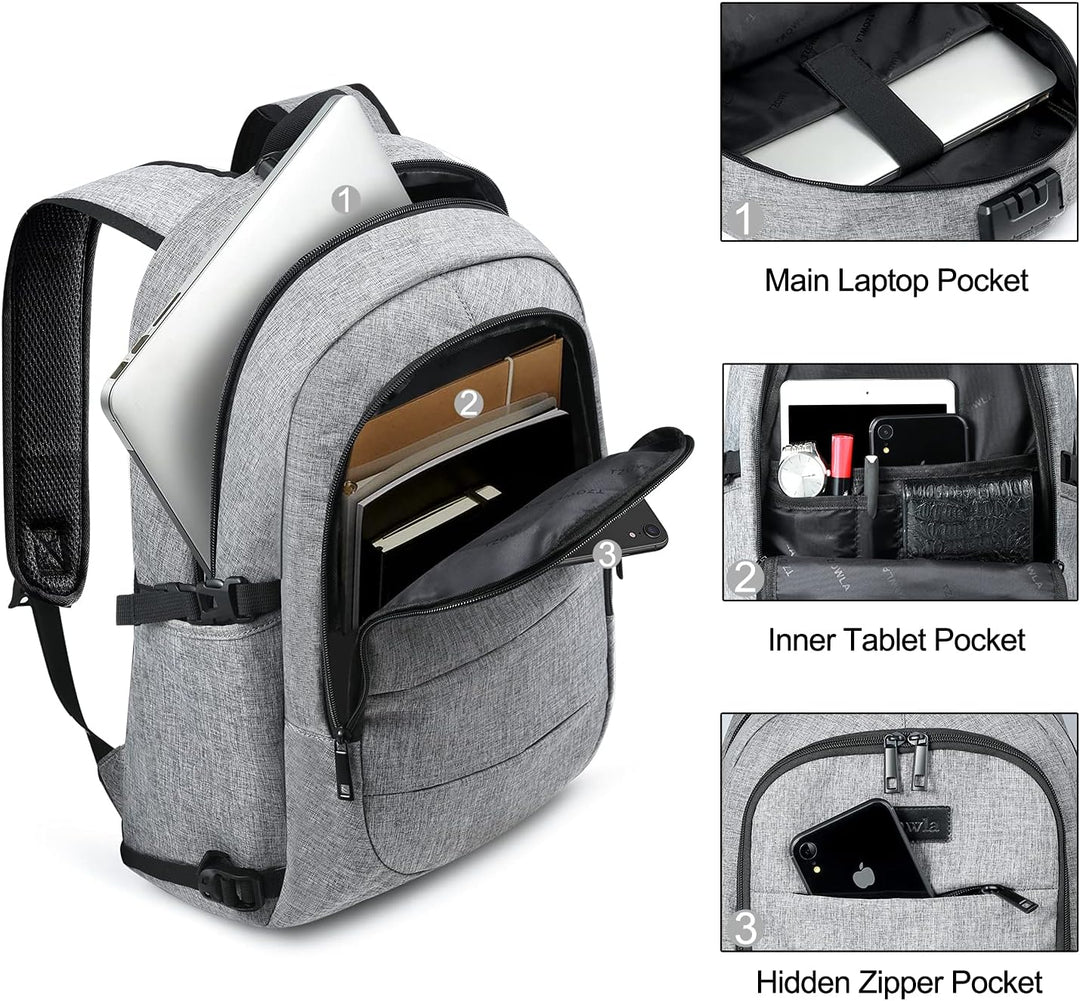 Extra großer Anti-Diebstahl Laptop- und Reiserucksack mit USB-Anschluss – 30–50L