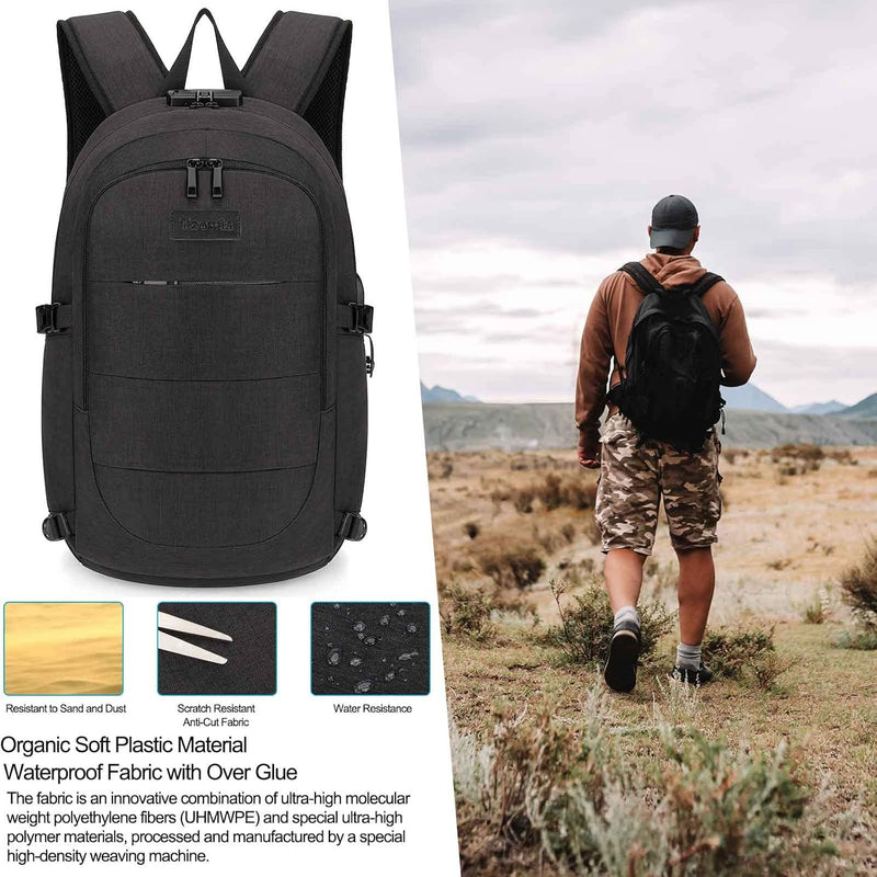 Extra großer Anti-Diebstahl Laptop- und Reiserucksack mit USB-Anschluss – 30–50L