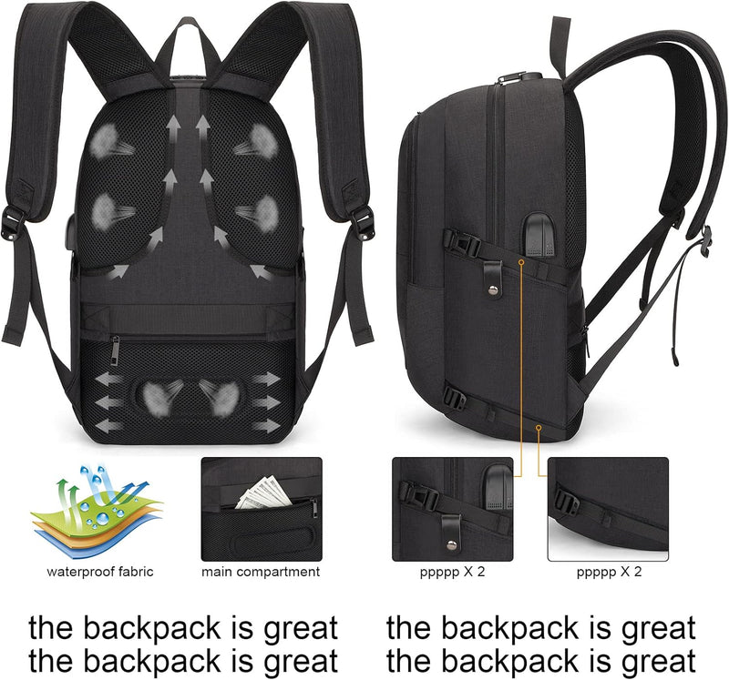 Extra großer Anti-Diebstahl Laptop- und Reiserucksack mit USB-Anschluss – 30–50L
