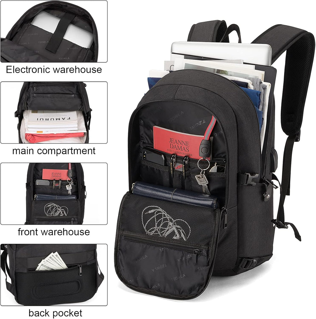 Extra großer Anti-Diebstahl Laptop- und Reiserucksack mit USB-Anschluss – 30–50L