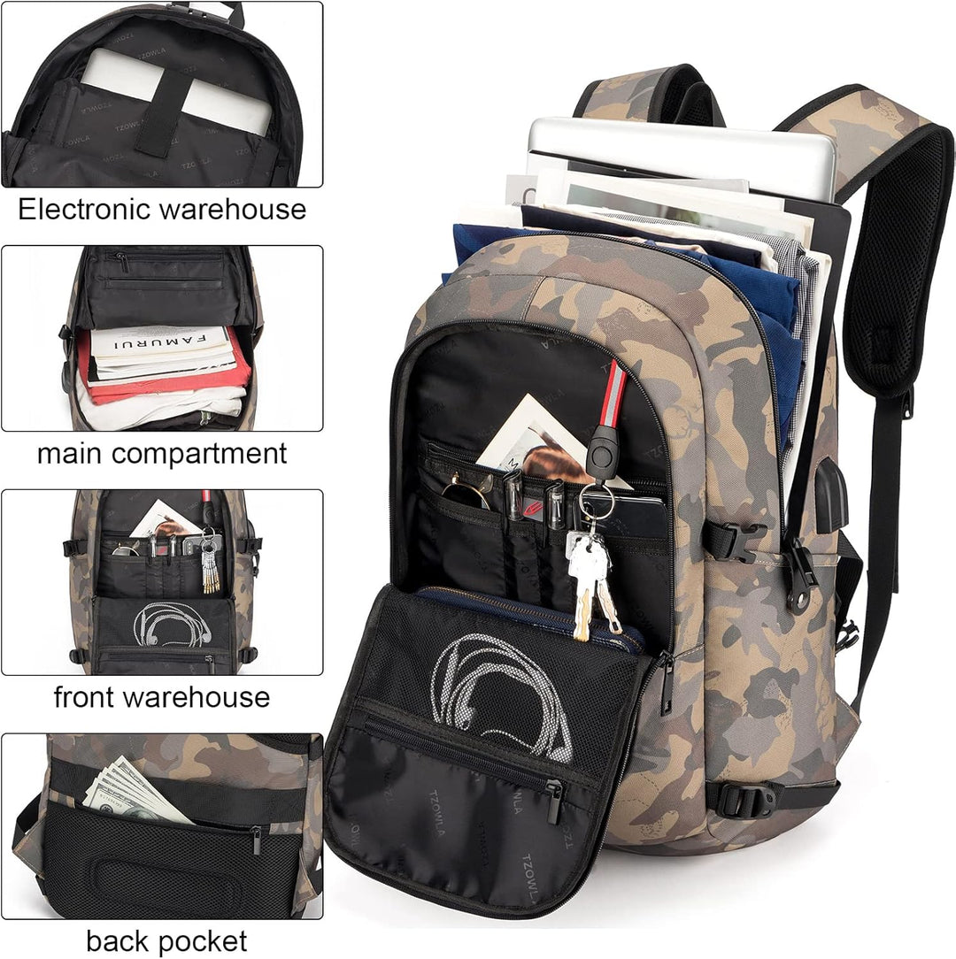 Extra großer Anti-Diebstahl Laptop- und Reiserucksack mit USB-Anschluss – 30–50L