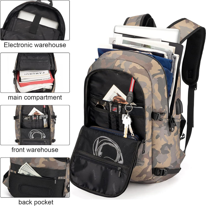 Extra großer Anti-Diebstahl Laptop- und Reiserucksack mit USB-Anschluss – 30–50L