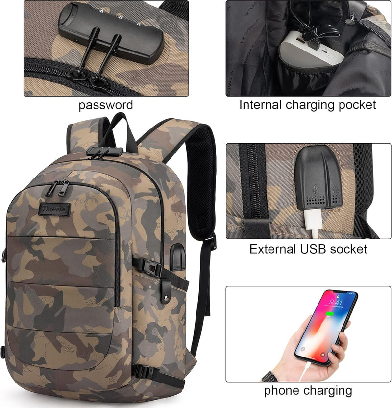 Extra großer Anti-Diebstahl Laptop- und Reiserucksack mit USB-Anschluss – 30–50L