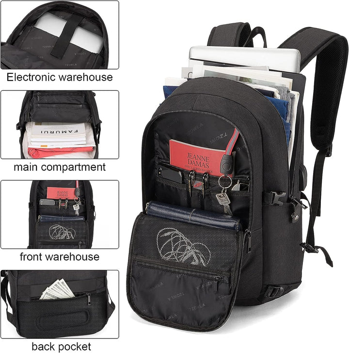 Extra großer Anti-Diebstahl Laptop- und Reiserucksack mit USB-Anschluss – 30–50L