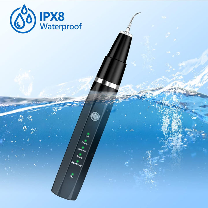 Ultraschall-Zahnpflegegerät für Haustiere, IPX8 wasserdicht, schwarz, Zahnsteinentferner.