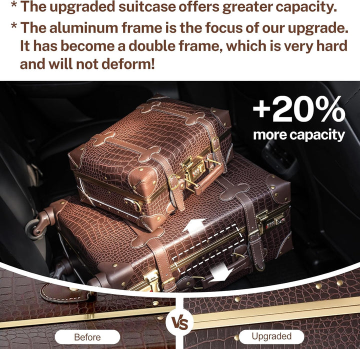 2-teilige Vintage-inspirierte Gepäckset mit Spinnerrollen und Schutzhülle