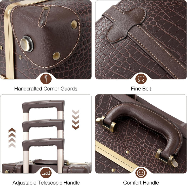 2-teilige Vintage-inspirierte Gepäckset mit Spinnerrollen und Schutzhülle