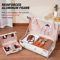 2-teilige Vintage-inspirierte Gepäckset mit Spinnerrollen und Schutzhülle