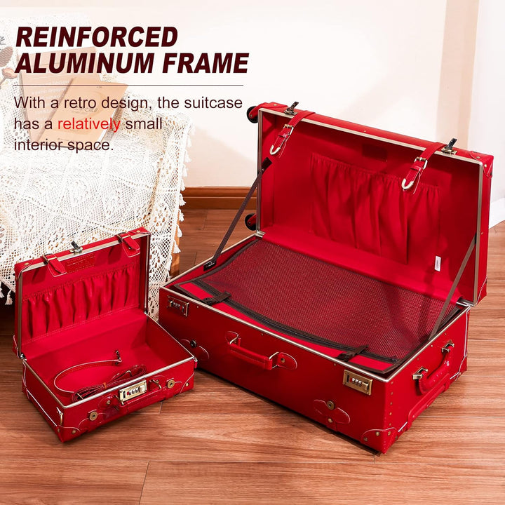 2-teilige Vintage-inspirierte Gepäckset mit Spinnerrollen und Schutzhülle