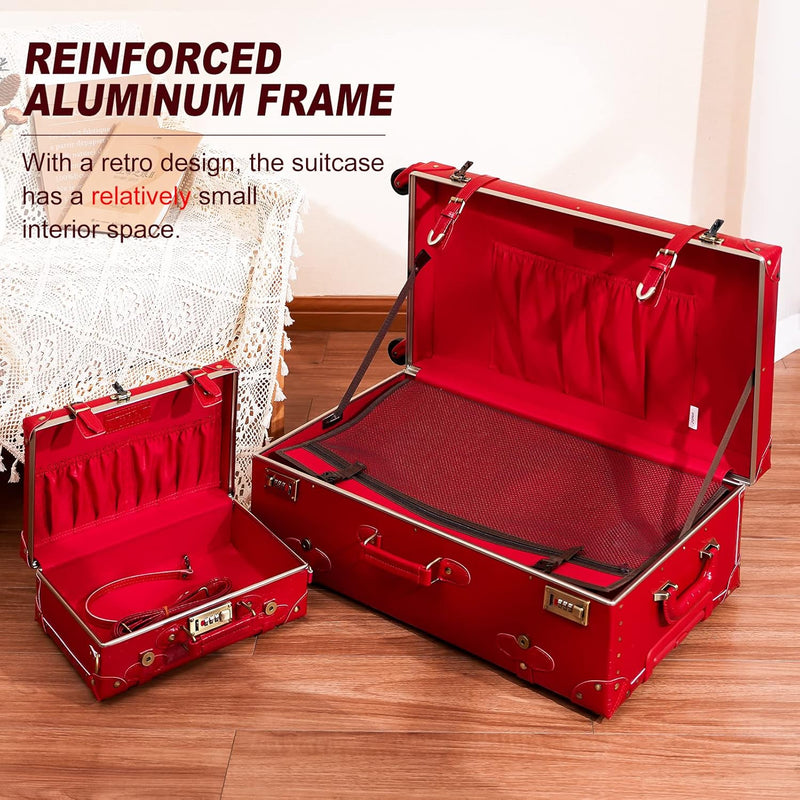 2-teilige Vintage-inspirierte Gepäckset mit Spinnerrollen und Schutzhülle