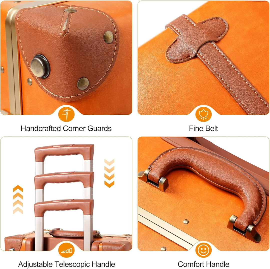 2-teilige Vintage-inspirierte Gepäckset mit Spinnerrollen und Schutzhülle