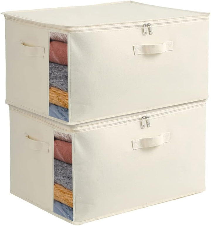 Canvas Kleideraufbewahrungs-Organizer Set – Doppelte Reißverschlusstasche mit Griffen und Sichtfenster