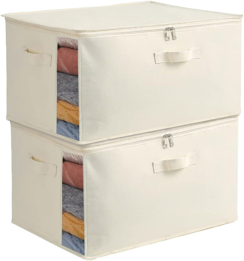 Canvas Kleideraufbewahrungs-Organizer Set – Doppelte Reißverschlusstasche mit Griffen und Sichtfenster