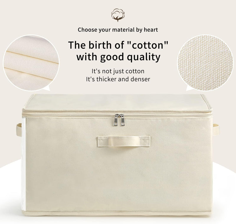 Canvas Kleideraufbewahrungs-Organizer Set – Doppelte Reißverschlusstasche mit Griffen und Sichtfenster