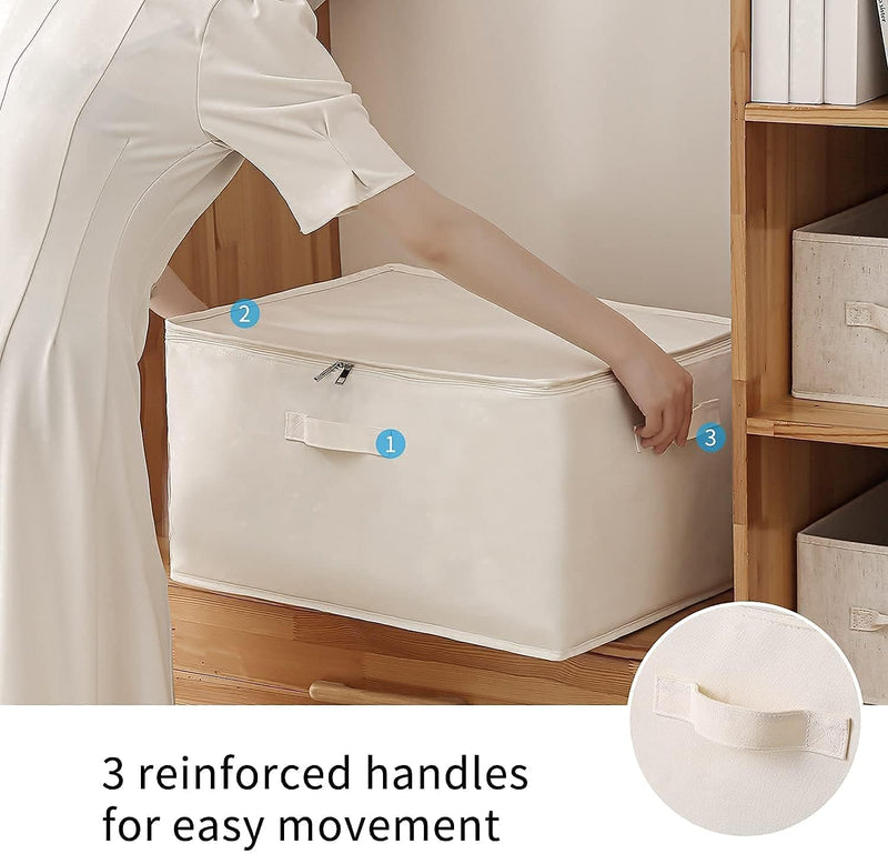 Canvas Kleideraufbewahrungs-Organizer Set – Doppelte Reißverschlusstasche mit Griffen und Sichtfenster