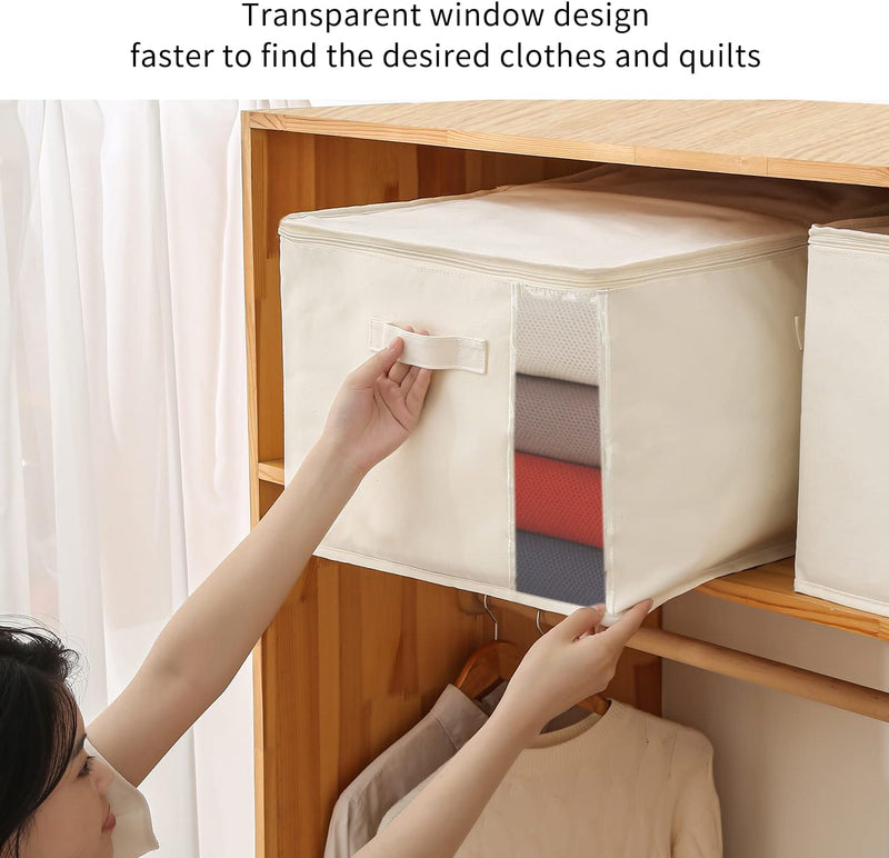 Canvas Kleideraufbewahrungs-Organizer Set – Doppelte Reißverschlusstasche mit Griffen und Sichtfenster