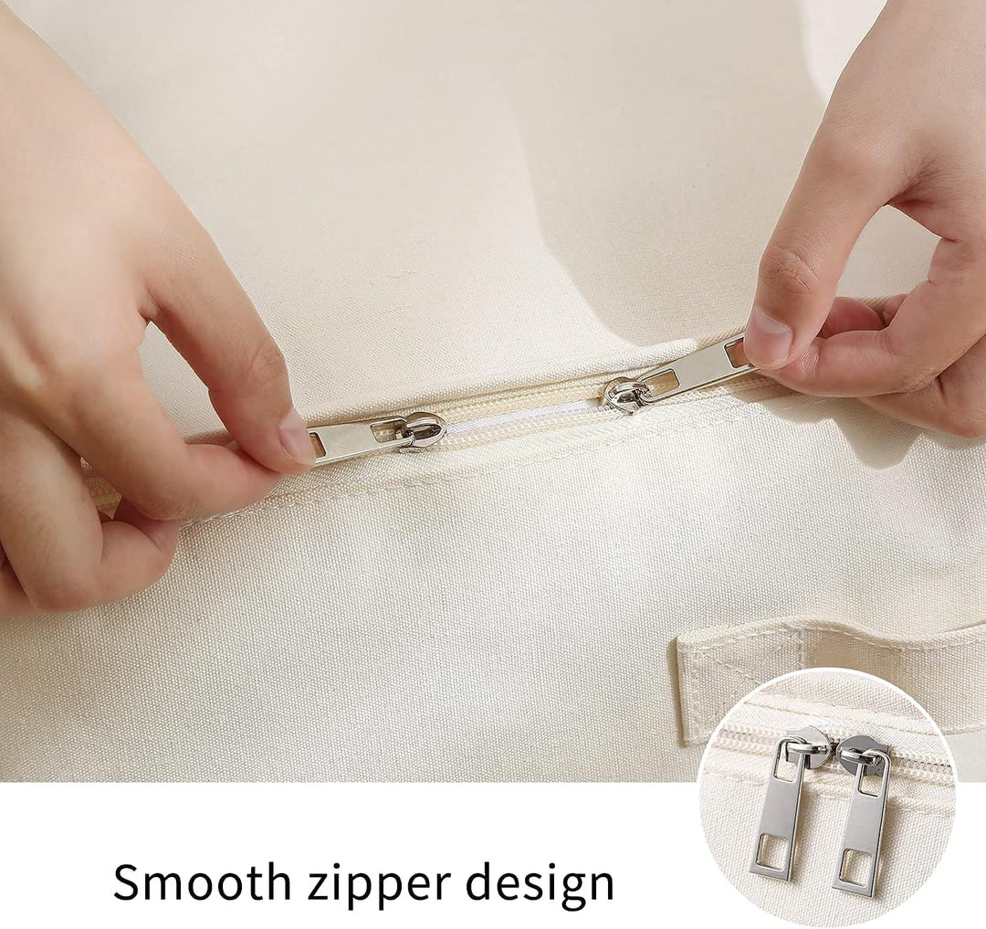 Canvas Kleideraufbewahrungs-Organizer Set – Doppelte Reißverschlusstasche mit Griffen und Sichtfenster