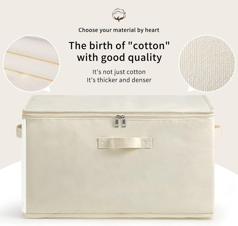 Canvas Kleideraufbewahrungs-Organizer Set – Doppelte Reißverschlusstasche mit Griffen und Sichtfenster
