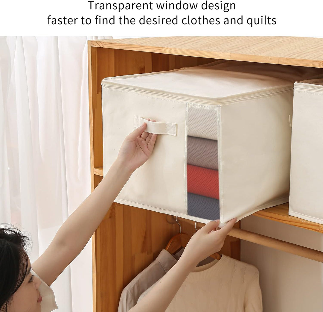 Canvas Kleideraufbewahrungs-Organizer Set – Doppelte Reißverschlusstasche mit Griffen und Sichtfenster